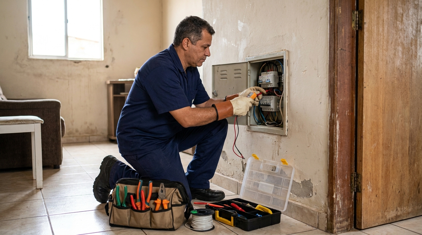 Eletricista e suas ferramentas em Jundiaí‑SP
